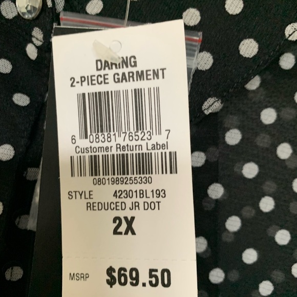 INC Women’s Button down black and white polka dot blouse. Jewel buttons. 2x - Picture 3 of 7